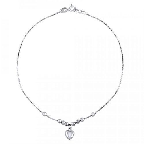 Stříbrný řetízek na nohu Jasmine se srdcem a kuličkami 25 cm - ZT120230A