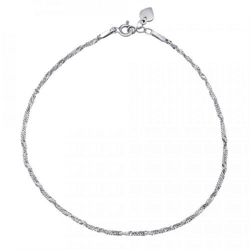 Stříbrný točený řetízek curb na nohu Jess se srdíčkem 25 + 1 cm - ZT290375A