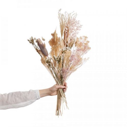 FLOWER MARKET Kytice sušených květin 70 cm - sv.růžová