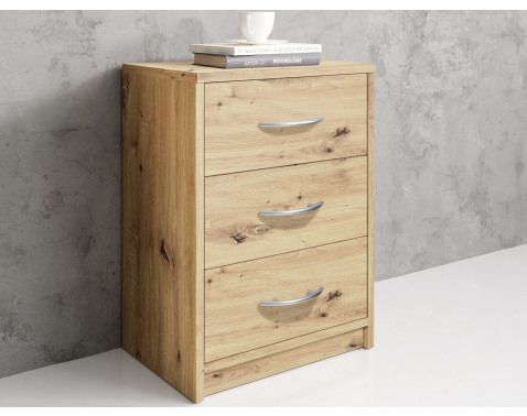 Noční stolek se 3 zásuvkami Pepe, dub artisan