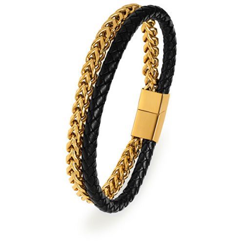 Troli Luxusní dvojitý bicolor náramek Leather 21 cm