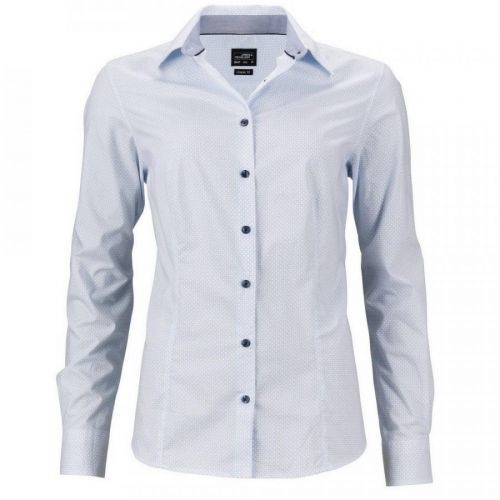 James & Nicholson Dámská luxusní košile Diamonds JN669 - Bílá / světle modrá | L
