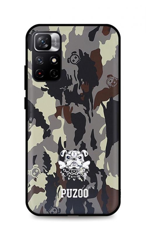 Kryt TopQ Xiaomi Poco M4 Pro 5G 3D silikon Maskáčové s buldokem 70956