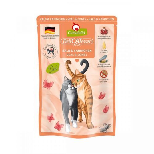 GranataPet pro kočky – Delicatessen Pouch telecí maso a králík 6 × 85 g