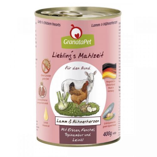 GranataPet Liebling’s Mahlzeit jehněčí maso a kuřecí srdce 6× 400 g
