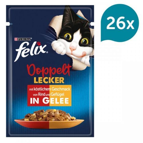 FELIX Chutná tak dobře, jak vypadá Doppelt Lecker v želé hovězí a drůbeží maso 26 × 85 g