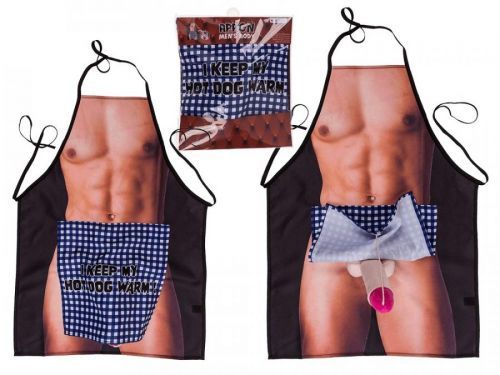 Popron.cz Kuchyňská zástěra, mužské tělo s plyšovým penisem,
