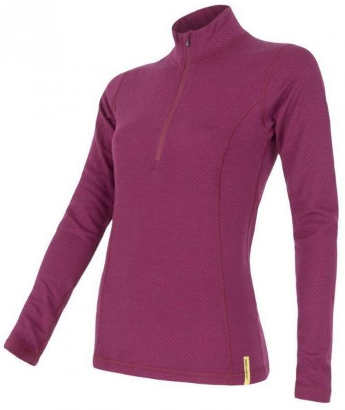 Sensor Merino Df dámské triko dl.rukáv zip lilla S
