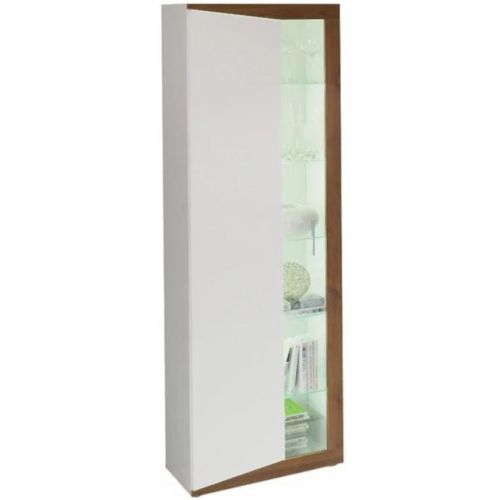 Vitrína Piano 60 cm Bílý/Orech, Levá