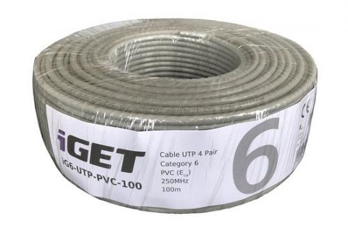 Síťový kabel iGET CAT6 UTP PVC Eca 100m/box,