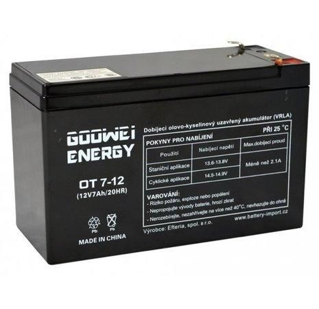 GOOWEI ENERGY Pb záložní akumulátor VRLA AGM 12V/7Ah (OT7-12 F2), OT7-12 F2