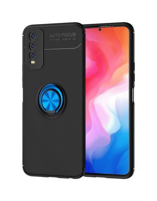 Kryt TopQ Vivo Y11s silikon černý s modrým prstenem 71204