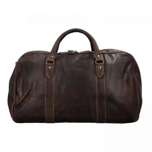 Velká kožená cestovní taška Antoine Green Wood,  tmavé hnědá