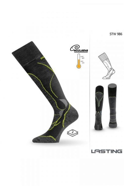 Lasting STW 986 Merino podkolenka černá Velikost: (42-45) L