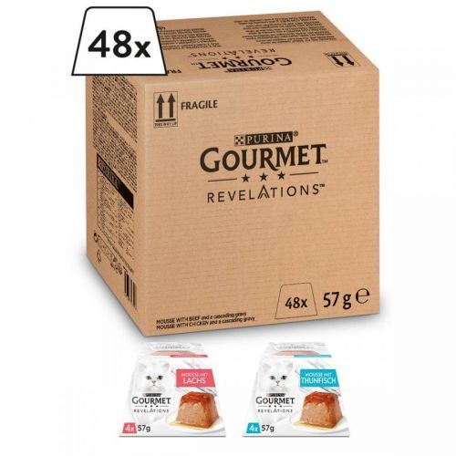 Výhodné balení Gourmet Revelations Mousse krmivo pro kočky 48 x 57 g - losos a tuňák