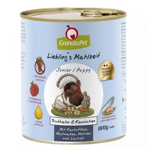 GranataPet Liebling's Mahlzeit Junior s krocaním masem a králíkem 6 × 800 g