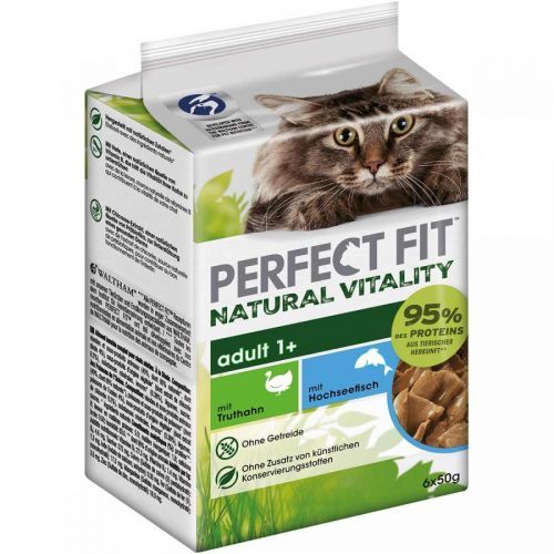 Krmivo pro kočky PERFECT FIT Natural Vitality Adult 1+ krocan a mořské ryby 6 × 650 g