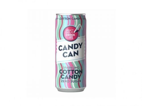 Candy Can Cotton Candy sycená limonáda bez cukru s příchutí cukrové vaty 330 ml