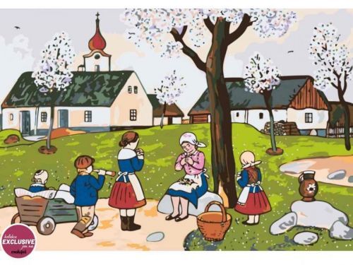 MALUJEŠ Malování podle čísel - JOSEF LADA - JARO NA VSI Rozměr: 40x60 cm, Rámování: bez rámu a bez vypnutí plátna