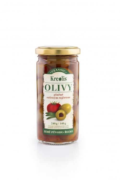 Kreolis Olivy zelené plněné suš. rajčaty 240g - GIANTS