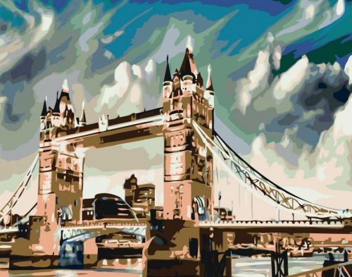 MALUJEŠ Malování podle čísel - OSVÍCENÝ TOWER BRIDGE Rozměr: 80x100 cm, Rámování: vypnuté plátno na rám