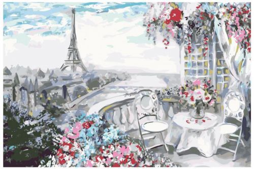 MALUJEŠ Malování podle čísel - NA TERASE  V PAŘÍŽI Rozměr: 80x120 cm, Rámování: vypnuté plátno na rám