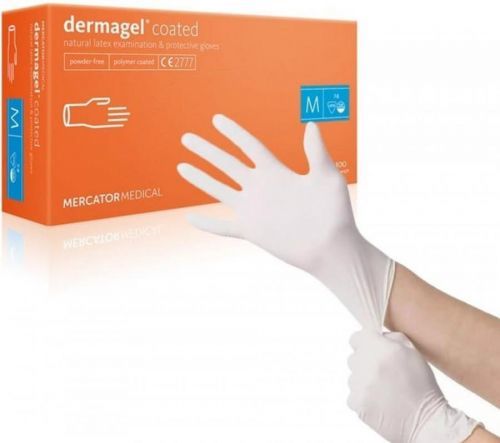 Rukavice latexové Mercator Medical Dermagel coated, 100 ks, bílá, nepudrované Rozměr: L