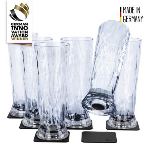 Silwy magnetická sklenice na pivo 6 ks // Čirá // High-Tech Plastic Glasses