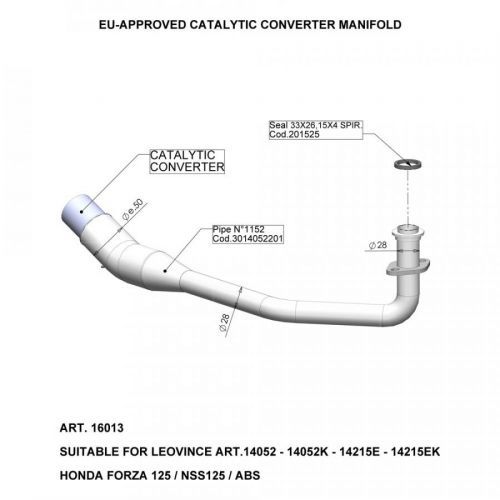 LeoVince Svod výfuku s katalyzátorem, Honda Forza 125 Euro4 17-20