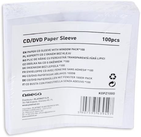 Platinet papírová obálka na CD s okýnkem 100ks (KOPZ100)