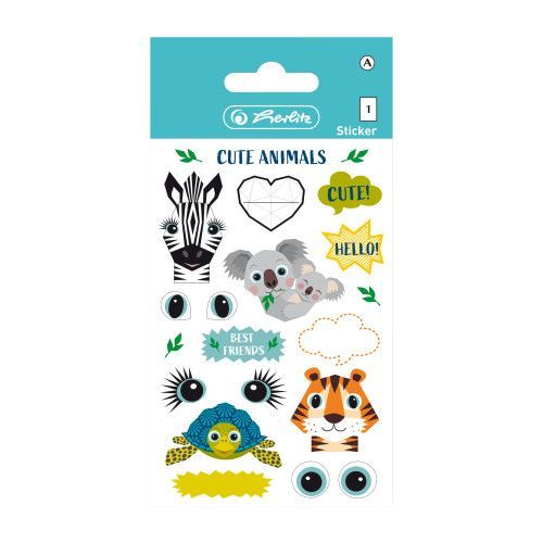 Herlitz Samolepicí etikety dětské zvířátka Cute animals, 3 listy