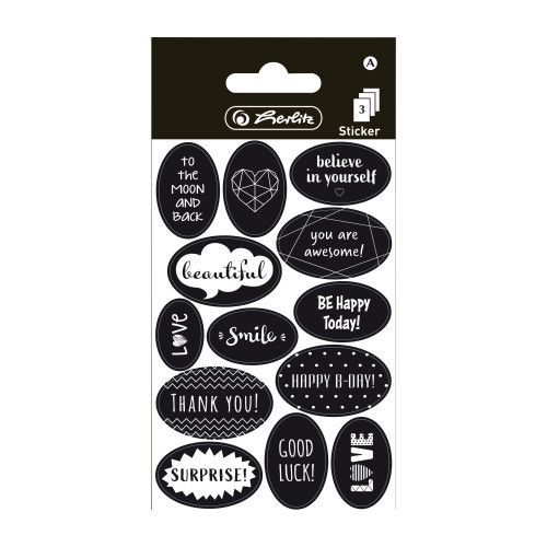 Herlitz Samolepicí etikety s popisem Just Black, 3 listy