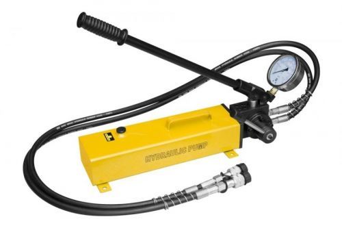 Ruční hydraulická pumpa dvourychlostní, tlak 700 bar, s tlakoměrem, 2 hadice - HHB-700S