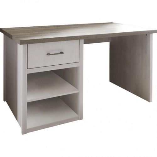 Carryhome PSACÍ STŮL, bílá, barvy lanýžového dubu, 81/141/77 cm