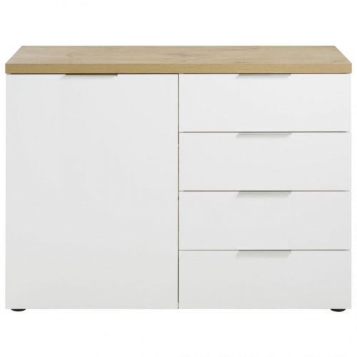 Xora KOMODA, bílá, barvy dubu, 120/89/43 cm