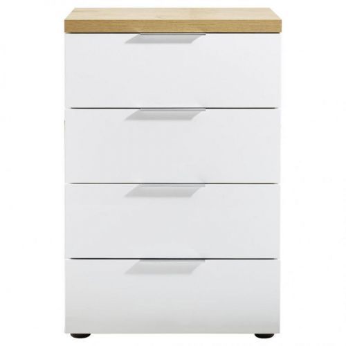 Xora KOMODA, bílá, barvy dubu, 60/89/43 cm