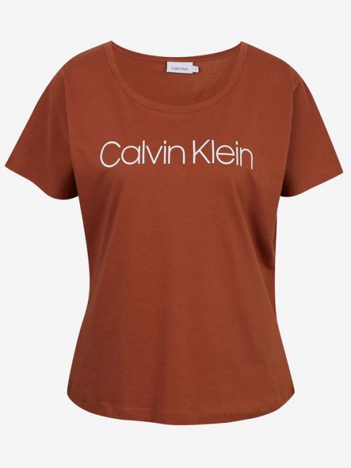 Calvin Klein Core Logo Open Neck Triko Růžová
