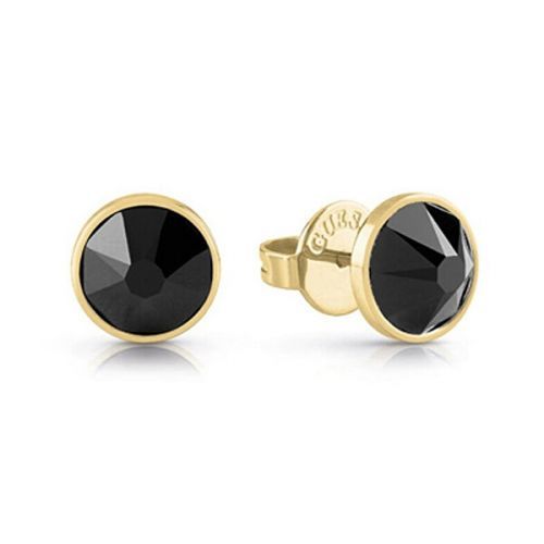 Guess Pánské pozlacené náušnice s černými krystaly Frontiers JUME01343JWYGBKT/U
