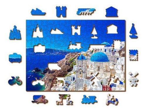 WOODEN CITY Dřevěné puzzle Santorini, Řecko 2v1, 200 dílků EKO