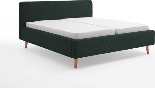 Zelená manšestrová dvoulůžková postel Meise Möbel Mattis Cord, 180 x 200 cm