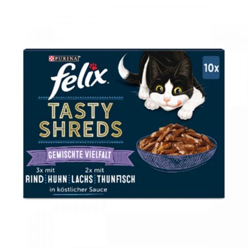 FELIX Tasty Shreds různé druhy 10 × 80 g