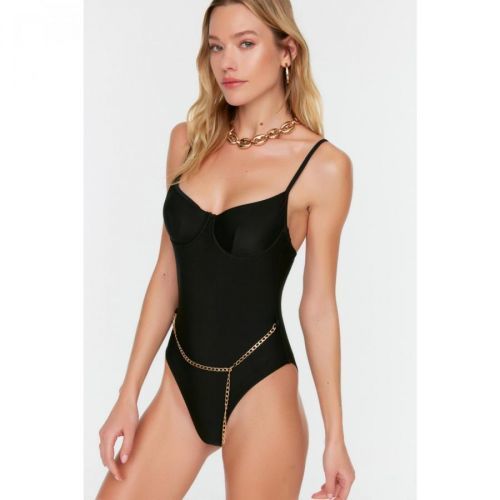 Trendyol Black Chain Detailed Swimsuit