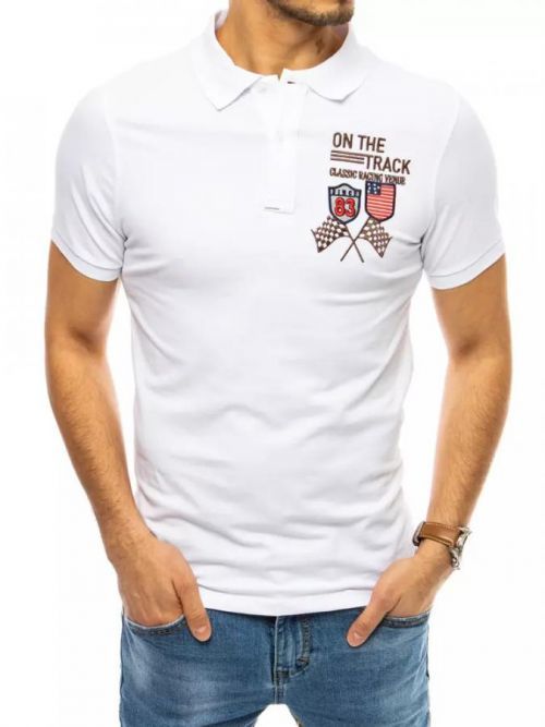 Polo shirt with embroidery white Dstreet PX0452