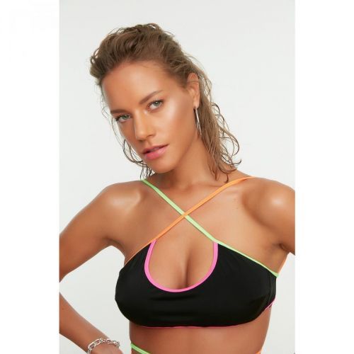 Trendyol Black Tie Detailed Bikini Top