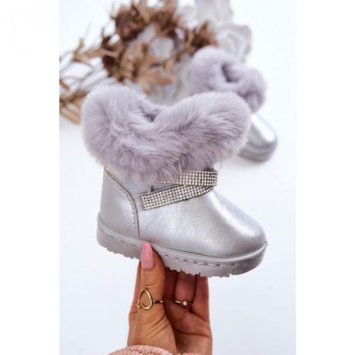 Children's Snow Boots With Cubic Zirconia Silver Hollee