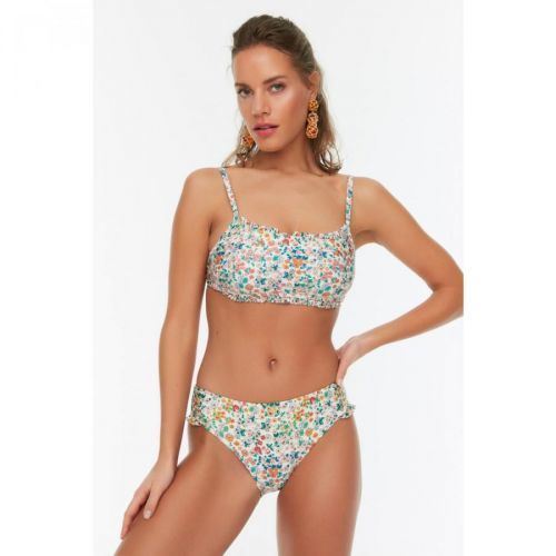 Trendyol Crispy Floral Pattern Frill Detailed Bikini Bottoms