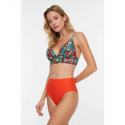 Trendyol Red High Waist Bikini Bottoms