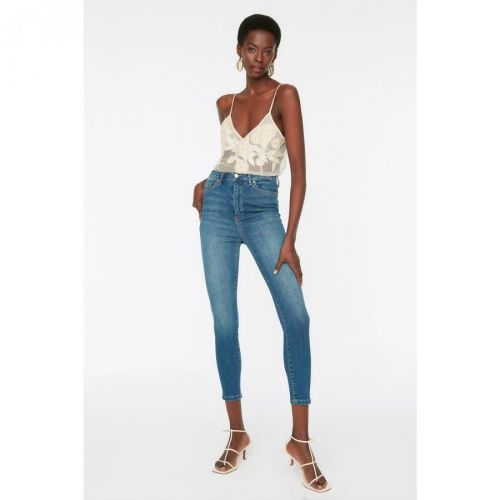 Trendyol Dark Blue High Waist Skinny Jeans