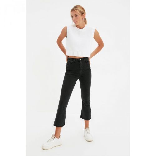 Trendyol Anthracite Crop High Waist Crop Flare Jeans