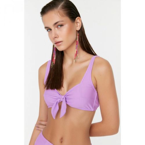 Trendyol Lilac Tie Detailed Bikini Top